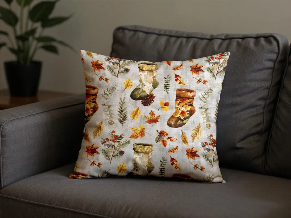 Súprava 2 ks dekoračných obliečok na vankúš AUTUMN SOCKS 45x45 cm, farebná