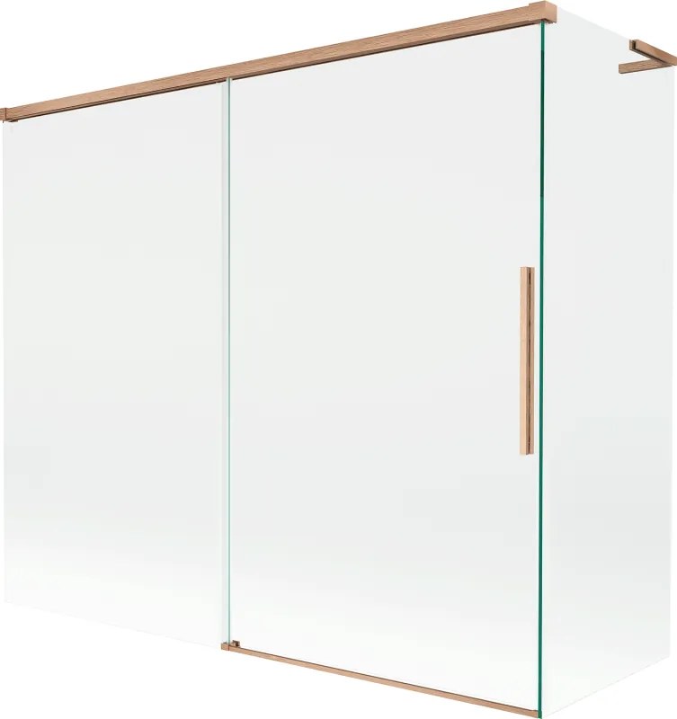 Mexen Rox, L posuvná 2-krídlová vaňová zástena 180 + 80 x 150 cm, 8mm číre sklo, medený matný profil, 8C9L-180-080-65-00