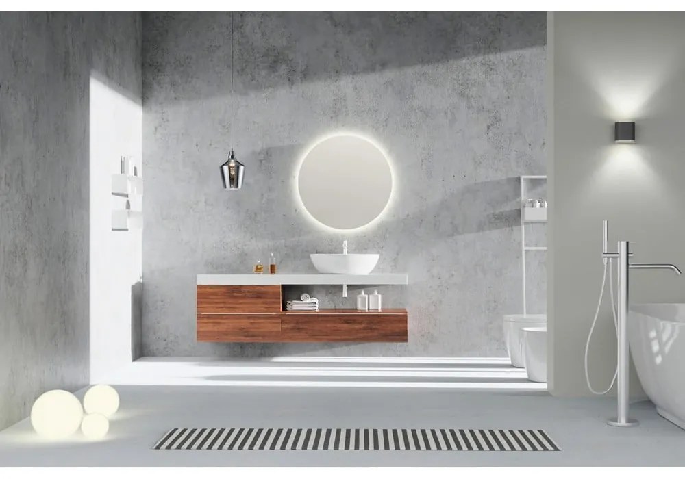 Nástenné zrkadlo s osvetlením ø 60 cm Luna – Mirrors and More
