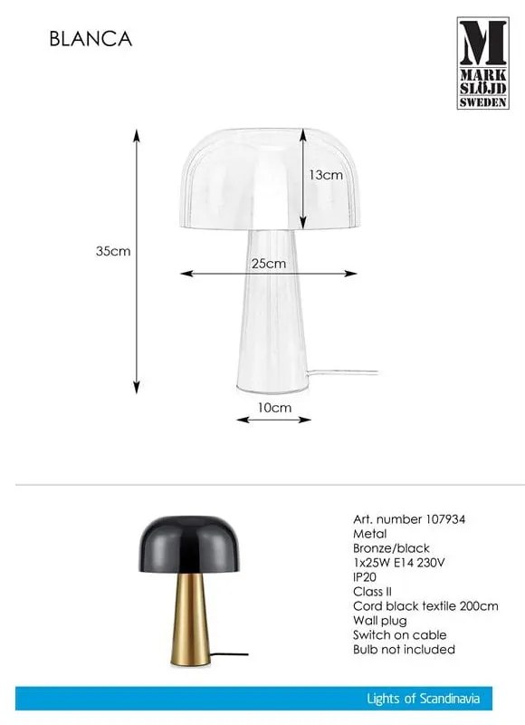 Stolová lampa v medenej farbe s čiernym tienidlom Markslöjd Blanca