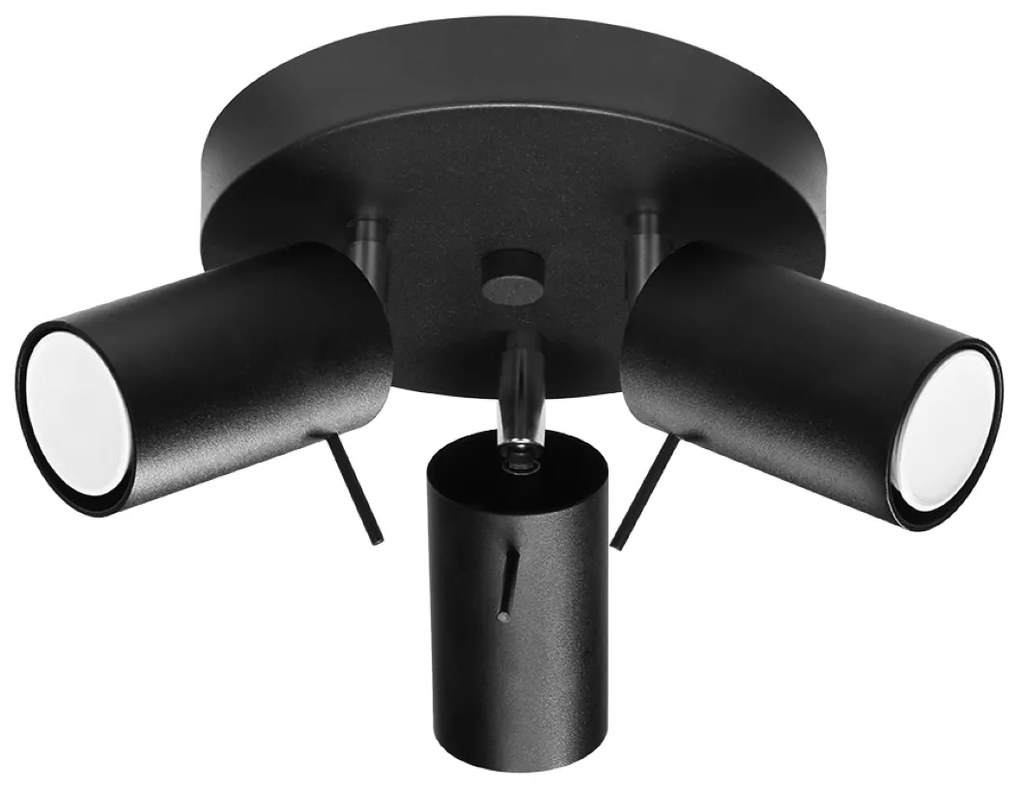 Stropné svietidlo Ring, 3x čierne kovové tienidlo, (možnosť polohovania)