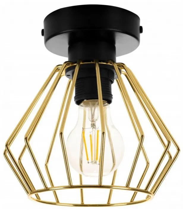 Loftová závesná lampa s drôteným zlatým odtieňom