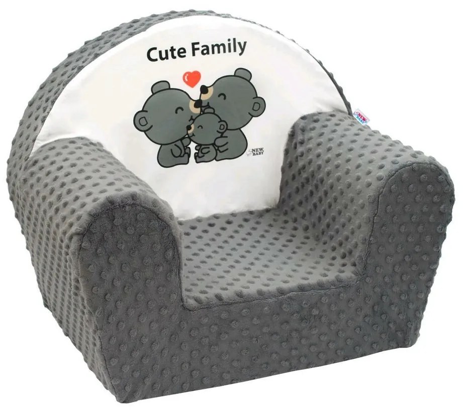 NEW BABY Detské kresielko z Minky Cute Family šedé Polyester 42x53 cm