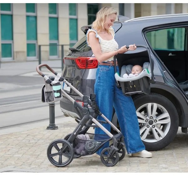 KINDERKRAFT - Kombinovaný kočík 3v1 MOOV 2 Sand beige + autosedačka MINK PRO