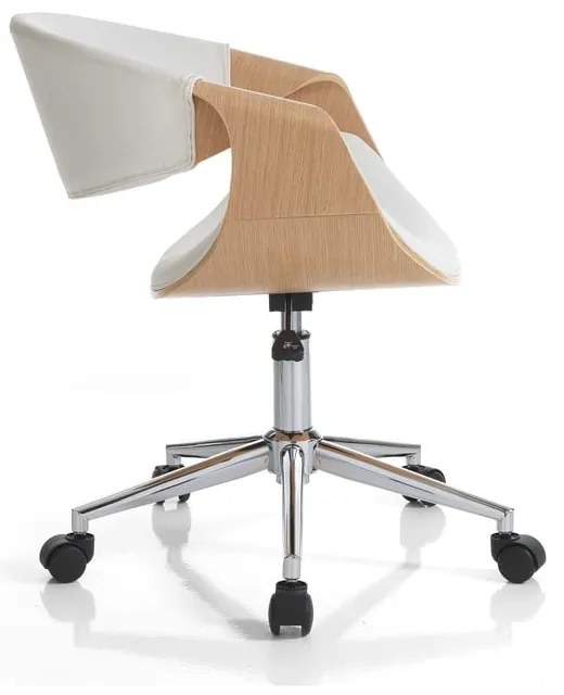 Kancelárska stolička z imitácie kože v bielo-prírodnej farbe Visby – Tomasucci