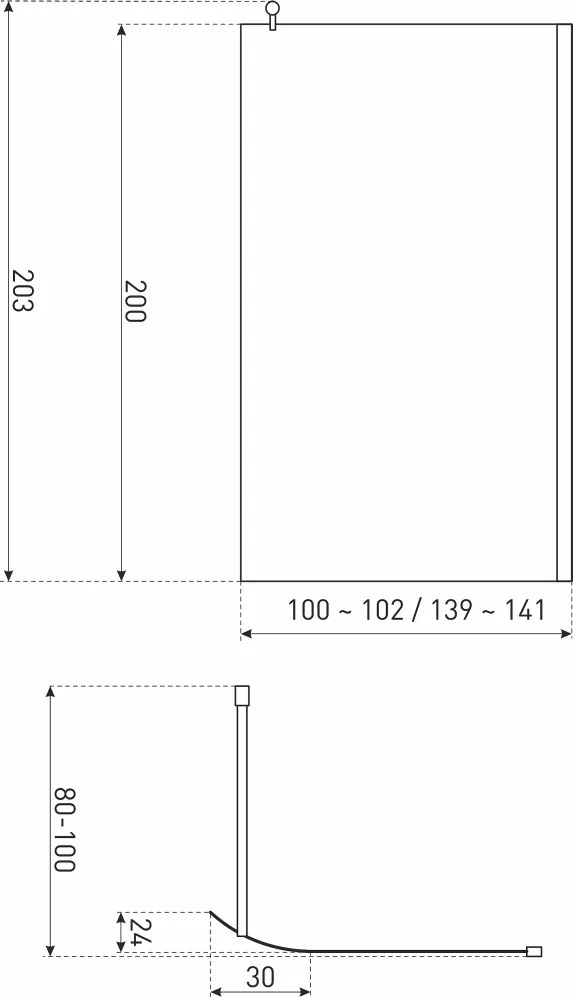 Novoterm Sprchová zastena Walk-in NV-Zeta 140 TR, chróm/transparent - bez vaničky
