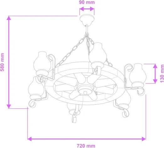 Brilagi - Luster na reťazi ROATA 6xE14/40W/230V, priemer 70 cm, buk