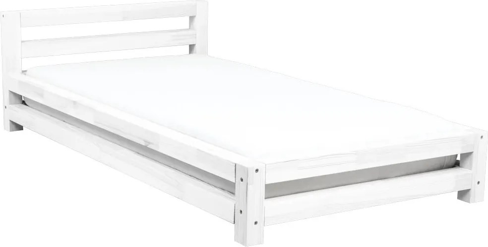 Biela jednolôžková posteľ zo smrekového dreva Benlemi Single Puro Uno, 90 × 180 cm