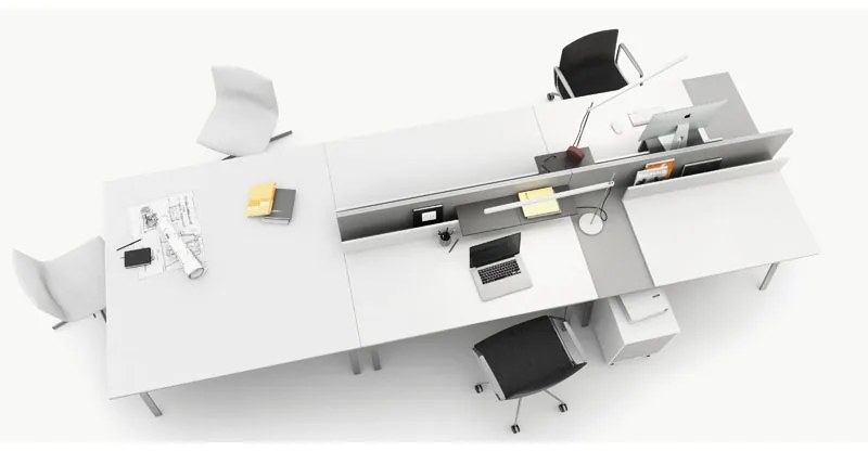 PLAN Vysoký kancelársky policový regál LAYERS, 3 boxy, 800 x 400 x 1905, biela / sivá