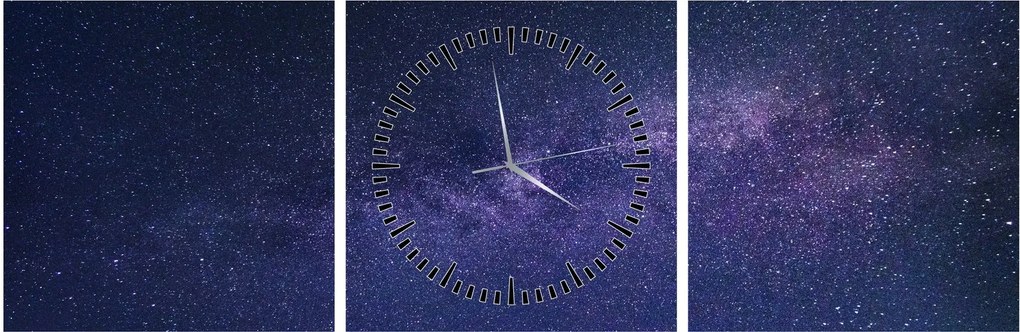 Obraz galaxie (s hodinami) (90x30 cm)