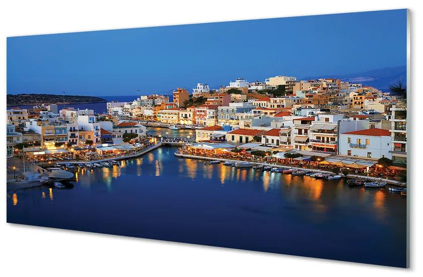Obraz na akrylátovom skle Mesto v noci grécko coast 125x50 cm