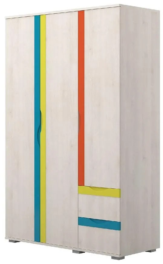 Skriňa JOY-G32 polar pine/mango/lime/torquise