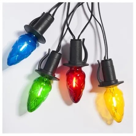 LED vonkajšia vianočná reťaz CONE FILAMENT 20xE10 19 m farebná/teplá biela IP44