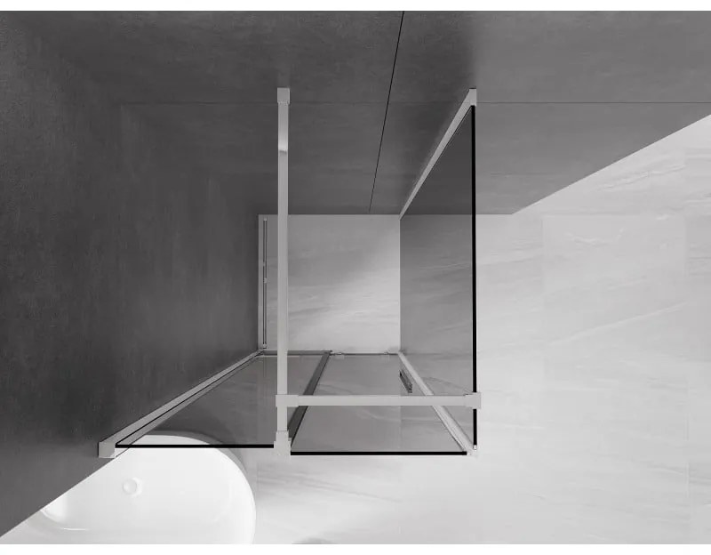 Mexen Velar, sprchový kút s posuvnými dverami 100 x 100 cm, 8mm šedé sklo, chrómová, 871-100-100-41-01