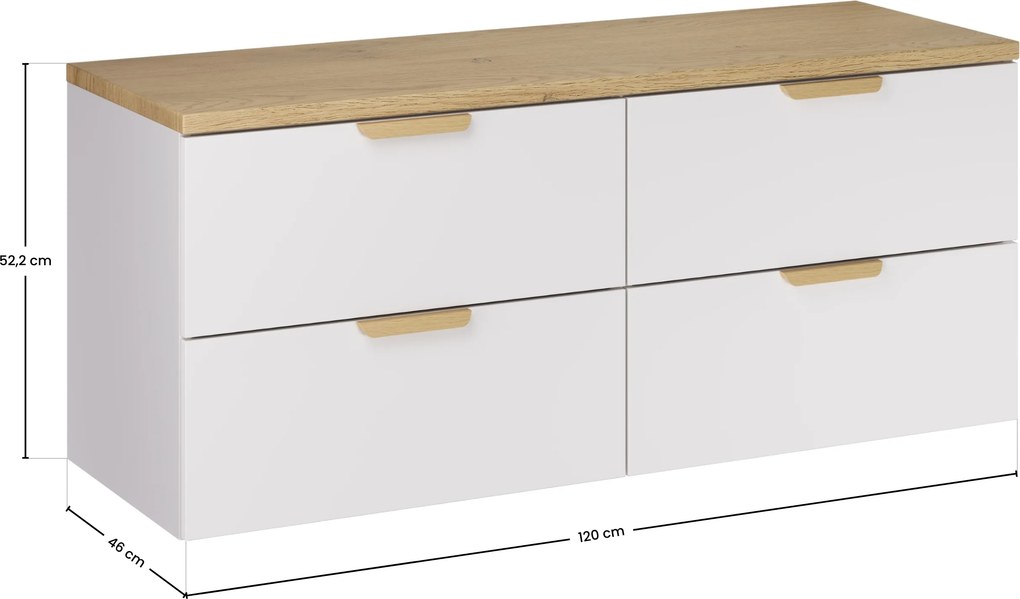 Comad Kúpeľňová skrinka pod doskové umývadlo set Aster White 120 biela/dub cremona