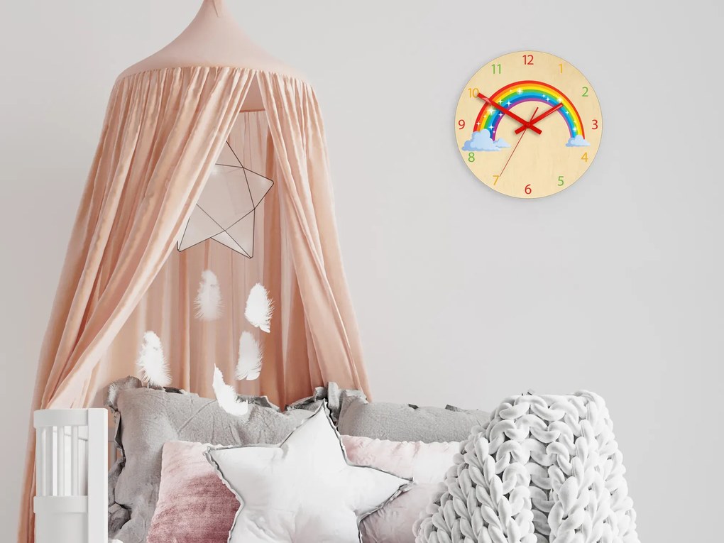 Dětské nástěnné hodiny Ami Duha 30 cm vícebarevné
