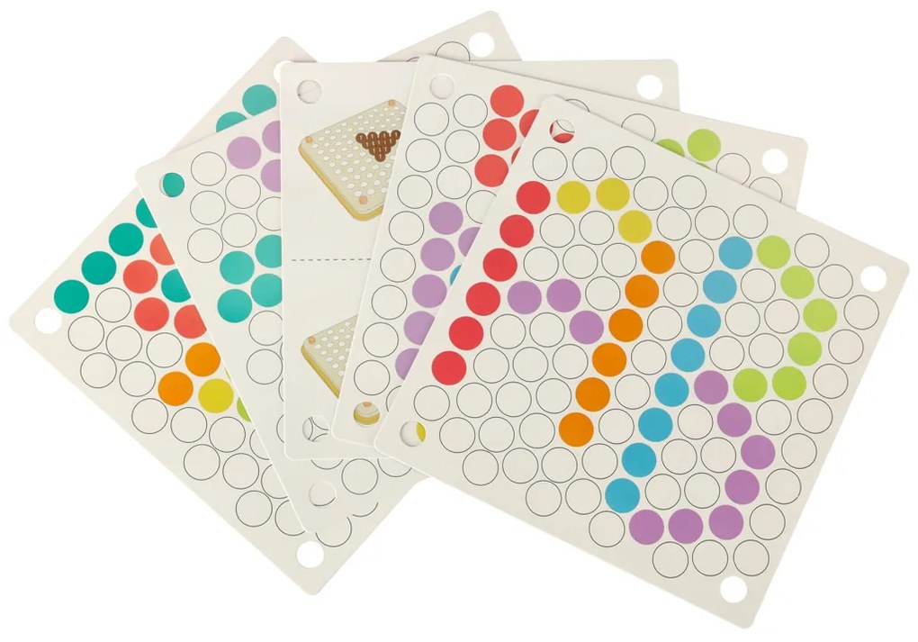 KIK Vzdelávacie Montessori korálkové mozaiky 77 dielov – drevené guličkové puzzle pre deti