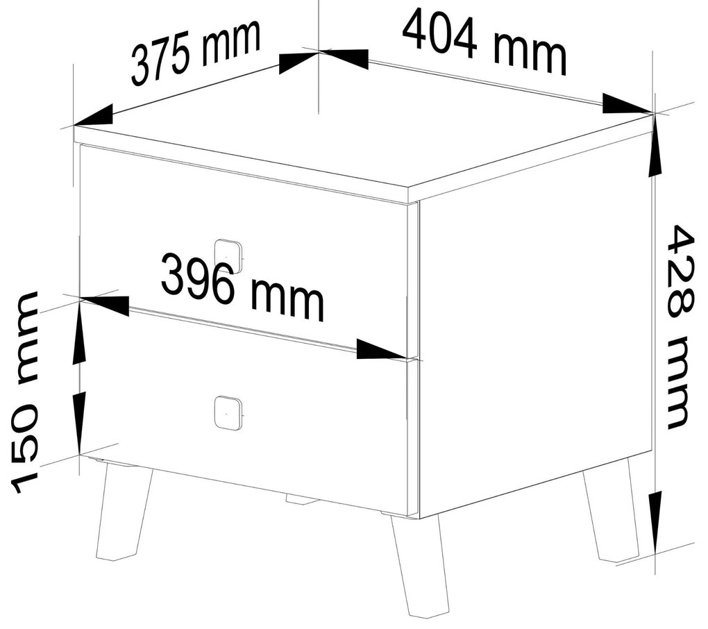 Nočný stolík MOBI K-02 biely/čierny