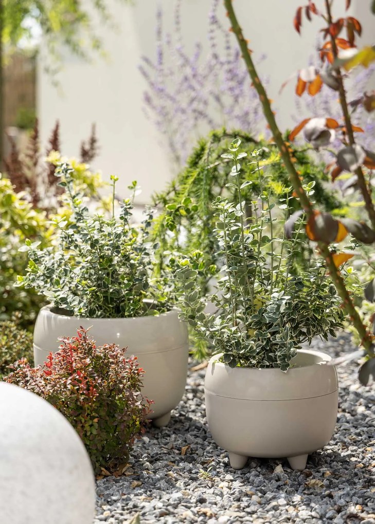 PLASTOVÝ KVETINÁČ BOTANICA SADA 2KS 30X24 CM+23X18,5 CM BÉŽOVÁ