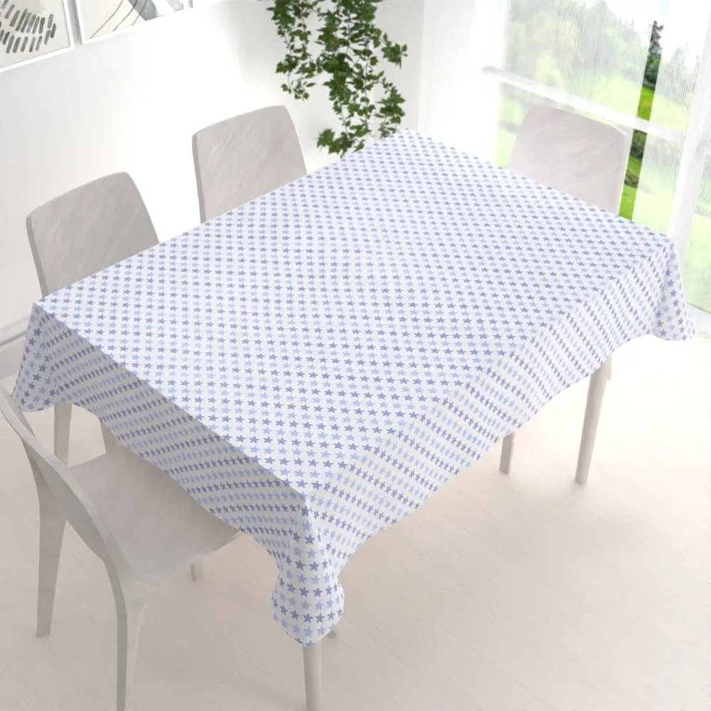 Biante Bavlnený obdĺžnikový obrus Sandra SA-266 Modré hviezdičky na bielom 80x120 cm