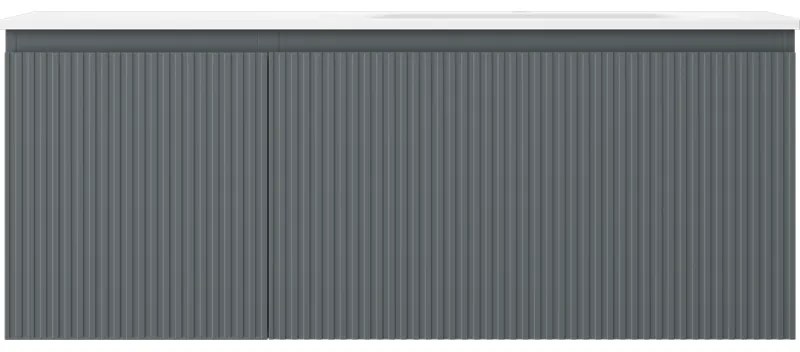 Mexen Rivel, kúpeľňová skrinka 120 cm s pravým umývadlom Vela, 1S, 1D, drážkovaná, grafitová/biela matná, 91A23-12047-3-BBFF66-W23P01