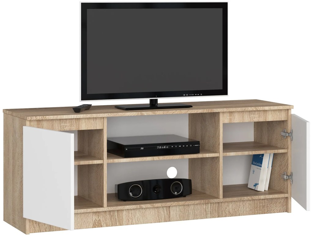 TV stolík Dariel (dub sonoma + biela). Akcia -10%. Vlastná spoľahlivá doprava až k Vám domov. 1069015