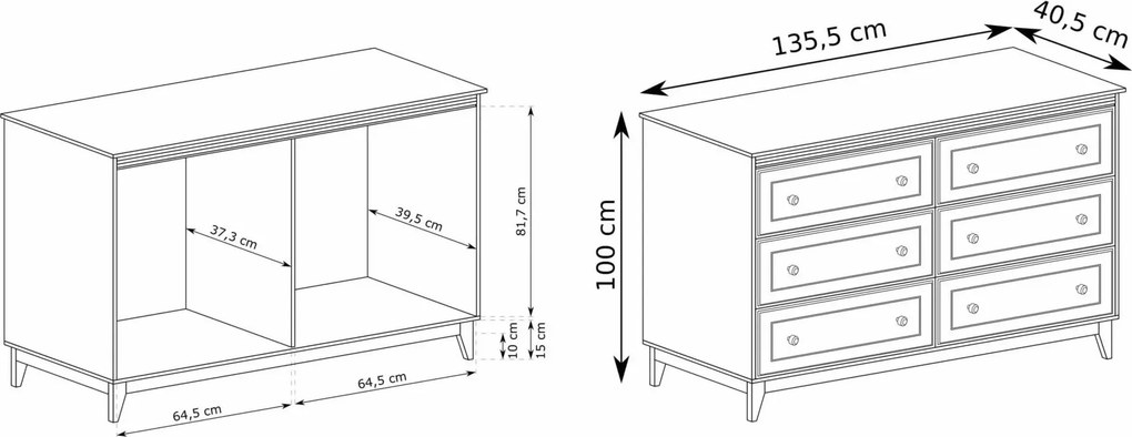 Moderná komoda DANNA 135 cm kašmír