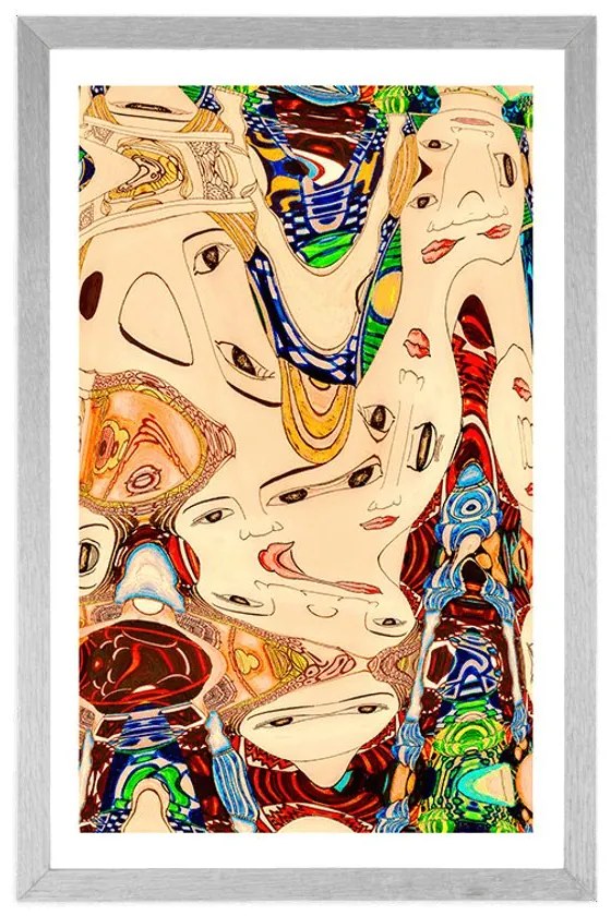 Plagát s paspartou matka v abstraktnom prevedení - 30x45 silver