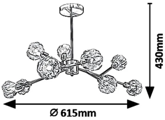 Rabalux 5395 - Luster na tyči KASSIA 9xG9/5W/230V