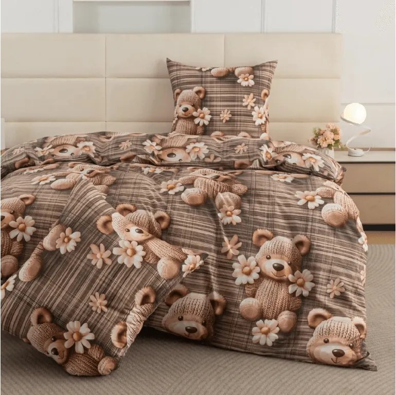 Obliečky z mikrovlákna SPRING BEAR hnedé Rozmer obliečky: 70 x 80 cm | 140 x 200 cm
