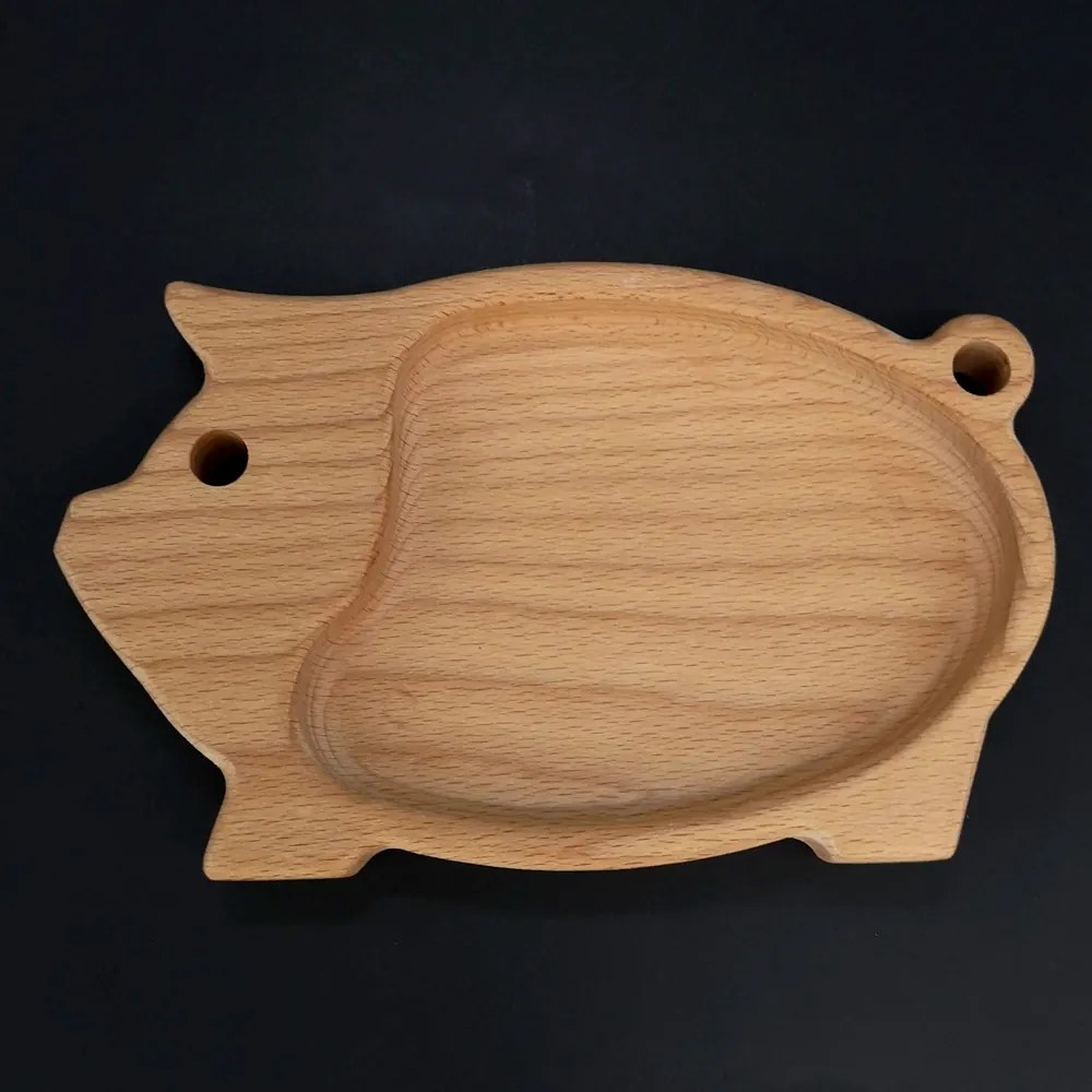 AMADEA Drevená miska v tvare ošípanej, masívne drevo, rozmer 20x12,50x2 cm