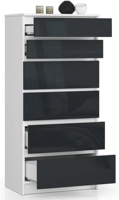 Komoda K60 6SZ CLP grafitová lesk