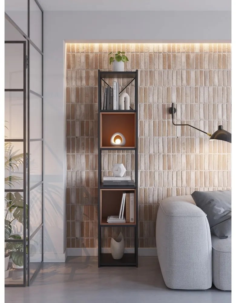 Knižnica v čierno-tehlovej farbe 36x179 cm Anya – Marckeric