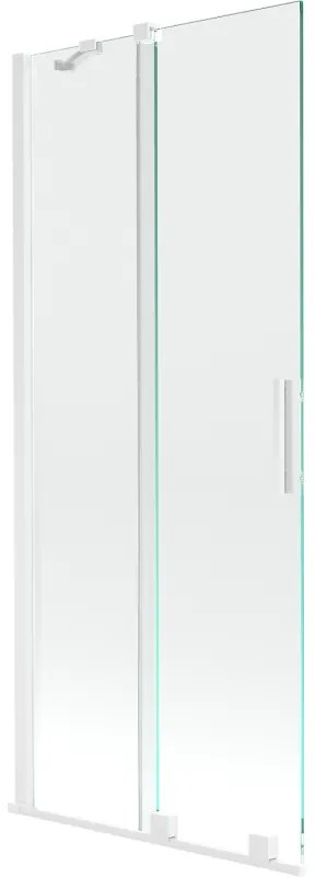 Mexen Velar, 2-krídlová posuvná vaňová zástena 85 x 150 cm, 8mm číre sklo, biela, 896-085-000-01-20