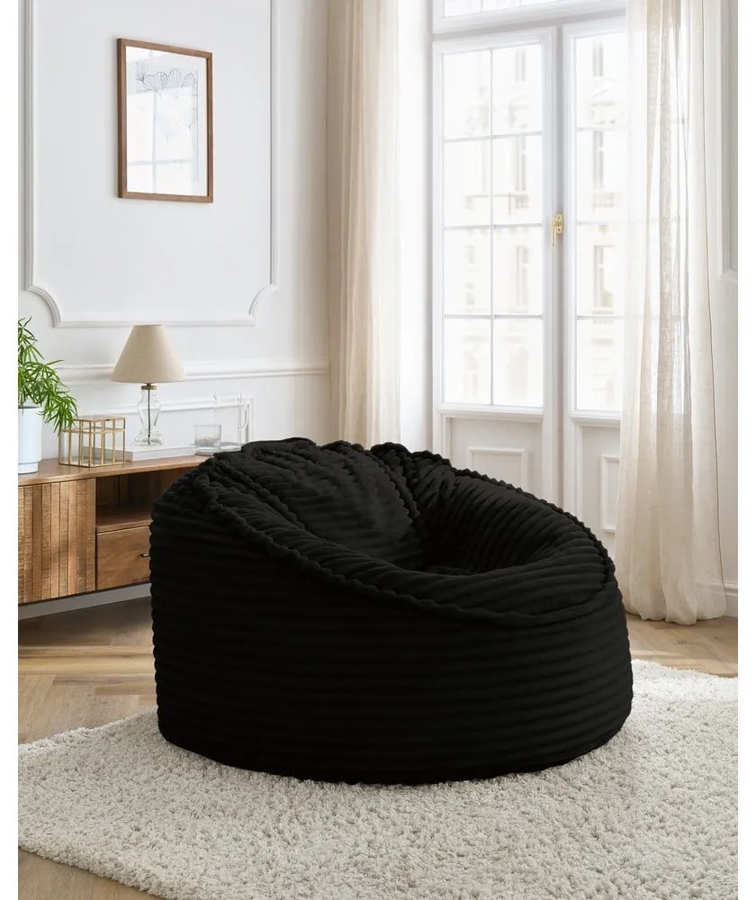 Čierny menčestrový sedací vak Socrate – Bobochic Paris