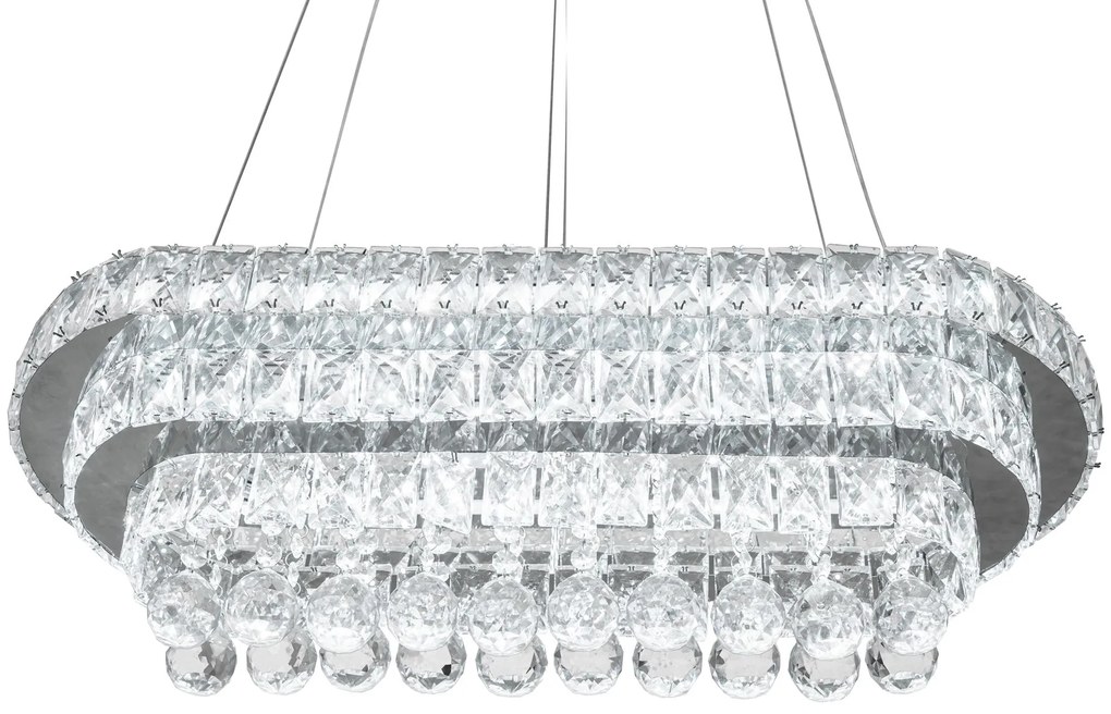 Toolight Toolight, Krištáľové závesné stropné svietidlo LED 102W + diaľkové ovládanie APP417-CP, chrómová, OSW-65015