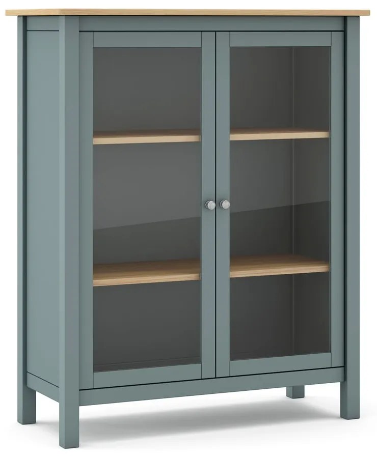 Vitrína sivozelená z borovicového dreva 90x110x40 cm Misti – Marckeric