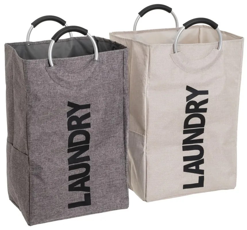 Sivo-béžové látkové koše na bielizeň v súprave 2 ks – Casa Selección