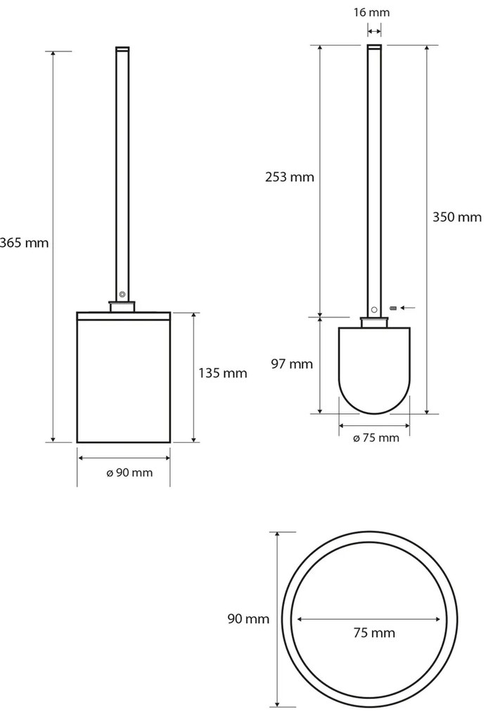 Sapho XR306W X-Round White WC štetka na postavenie, biela