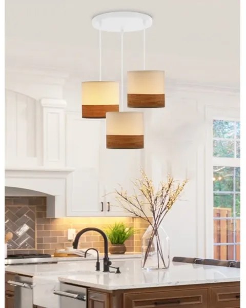 Luster na lanku BIANCO 3xE27/40W/230V biela/hnedá