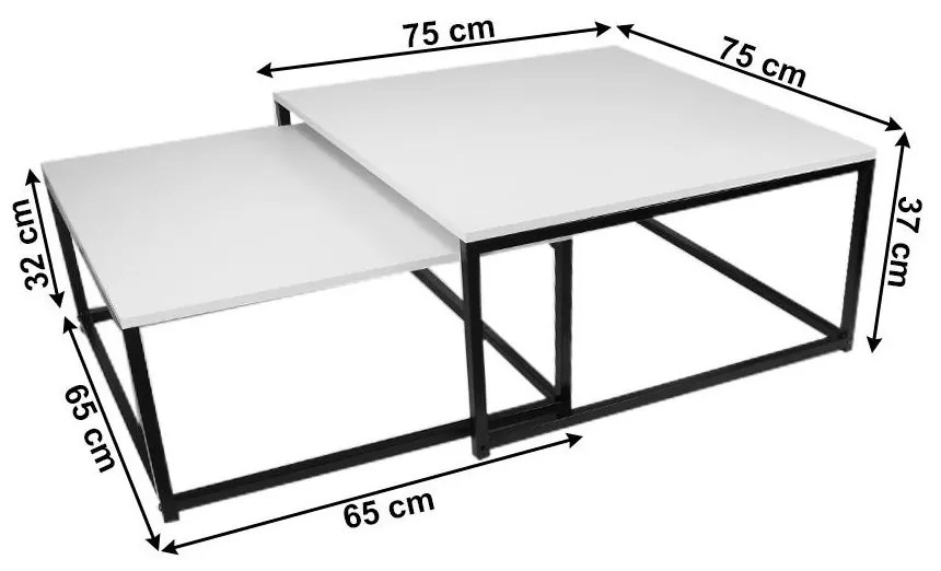 Tempo Kondela Set dvoch konferenčných stolíkov, matná biela/ čierna, KASTLER NEW TYP 1