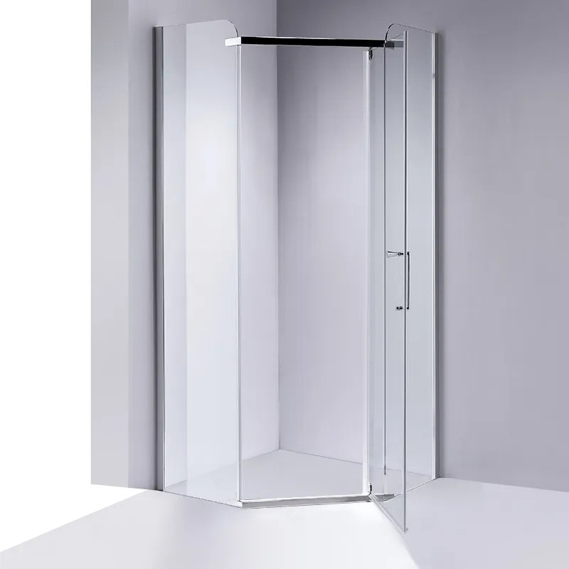 BPS-koupelny Päťuholníkový sprchovací kút KZ91B 90x90 chróm/transparent - bez vaničky