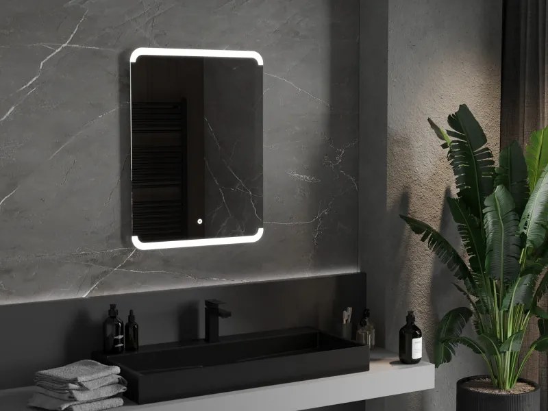 Mexen Nida, LED kúpeľňové zrkadlo s podsvietením 60x80 cm, 6000K, ochrana proti zahmlievaniu, 9806-060-080-611-00