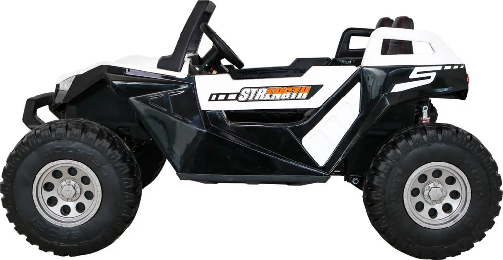 Ramiz Batériový kočík Clash pre 2 deti Biely + diaľkové ovládanie + pohon 4x4 + nastavenie sedadla + rádio MP3 + LED