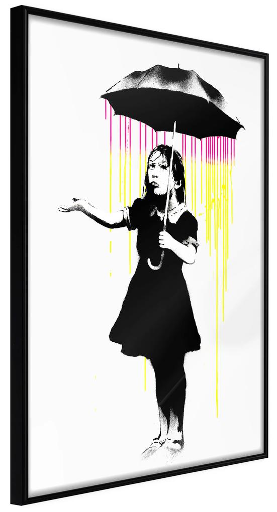 Artgeist Plagát - Girl with Umbrella [Poster] Veľkosť: 20x30, Verzia: Čierny rám s passe-partout