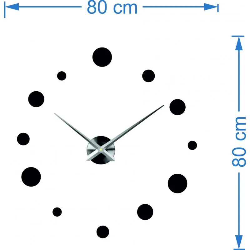 Sentop - Veľké nástenné hodiny bodka na stenu DEKORAJ S044S i čierne