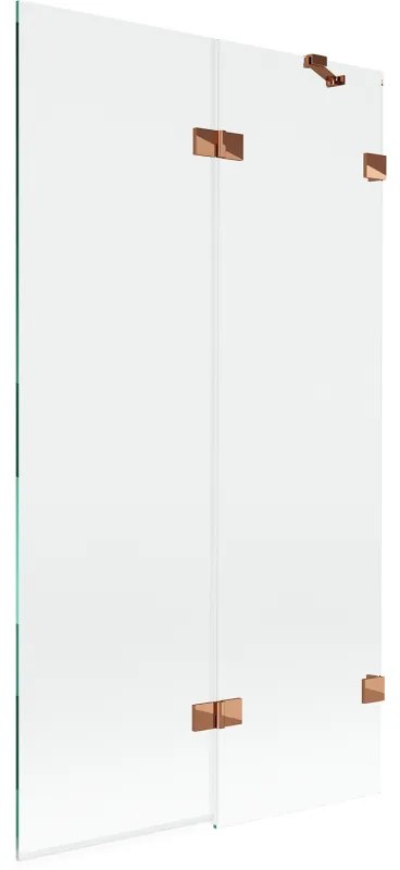 Mexen Lunar, 2-krídlová vaňová zástena pravá 100 x 150 cm, číre sklo, ružové zlato, 897-100-100-60-00-P