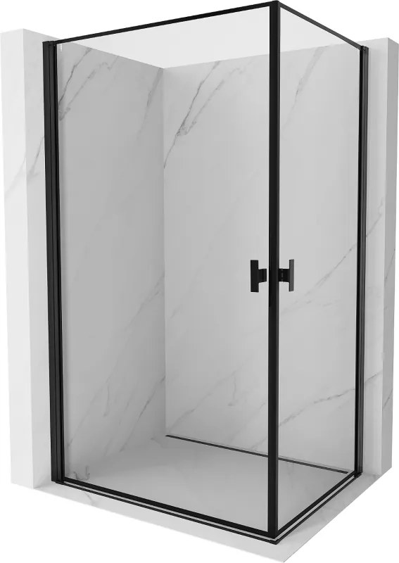 Mexen Mist-B Duo, 2-krídlový výklopný sprchový kút 80 x 90 cm, číre sklo-čierny rám, 8A2-080L-090P-70-70