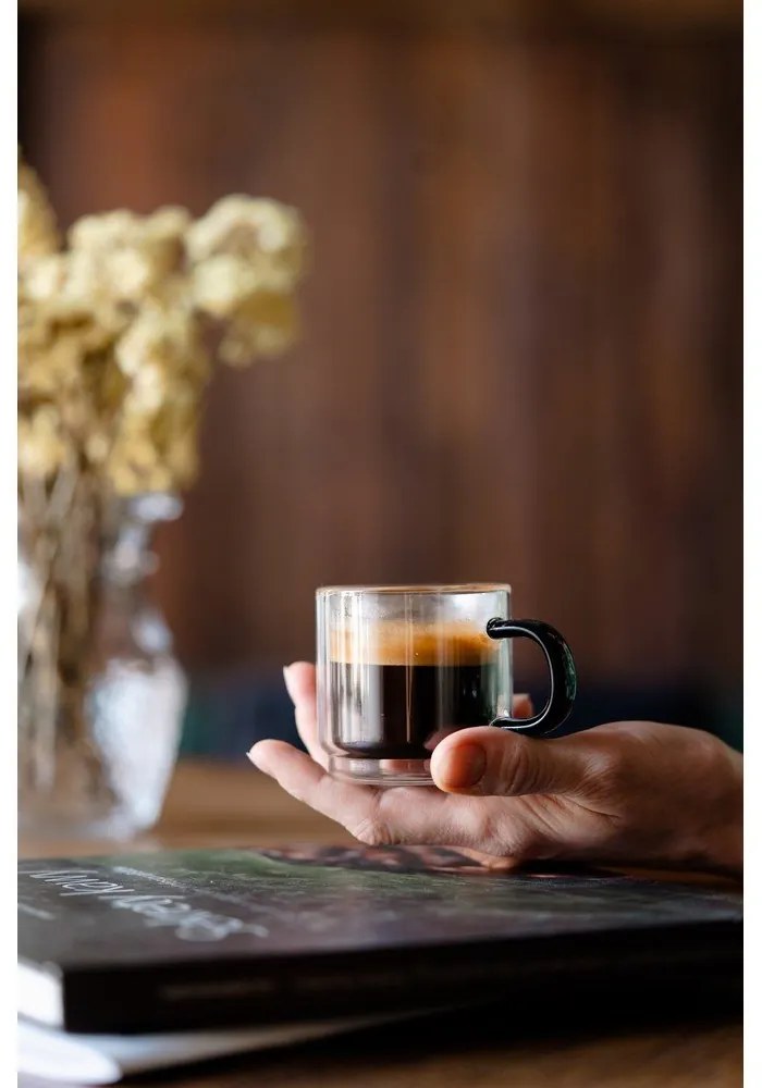 Sklenené hrnčeky v súprave 2 ks na espresso 80 ml Carbon – Vialli Design