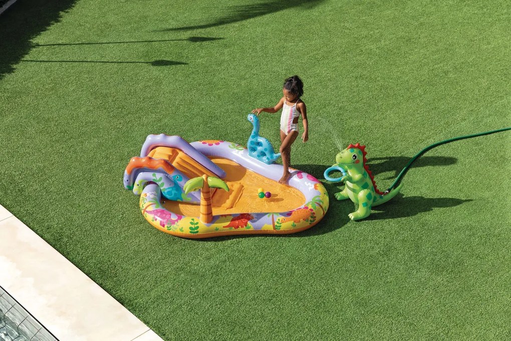 Intex Detský nafukovací bazén s vodným ihriskom 201x157x69 cm Dinosaurus - INTEX 56139